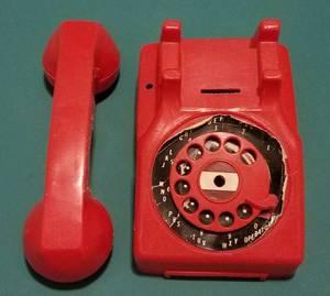 lot 199 image: Vintage childrens toy rotary phone in stylecolorcondition shown.
