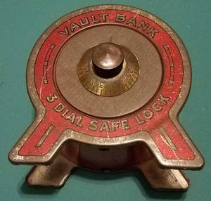 lot 206 image: Vintage tin metal Vault Bank in stylecolorcondition shown.