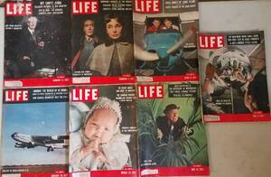 lot 25 image: LOT OF 7 VINTAGE LIFE MAGAZINES FROM 1957 AS SHOWN. (YOUR BID X 7)
