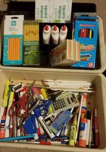 lot 37 image: LOT OF MIXED OFFICE SUPPLIES AS SHOWN. BASKETS NOT INCLUDED