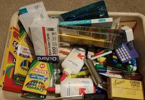 lot 38 image: LOT OF MIXED OFFICE SUPPLIES AS SHOWN. BASKETS NOT INCLUDED
