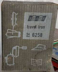 lot 50 image: VINTAGE SEARS TRAVEL IRON MODEL 6258 WITH ORIGINAL BOX AS SHOWN.
