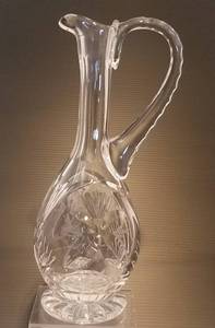 lot 67 image: VINTAGE CRYSTAL SLIM PITCHER IN EXCELLENT CONDITION AS SHOWN. MEASURES APPROX. 11.5 H x 4.25 W.