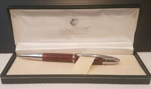 lot 79 image: MONTEVERDE PALOMA ROLLER TIGER EYE PEN #MV41238 IN ORIGINAL PEN HOLDER BOX AS SHOWN. APPEARS TO BE IN UNUSED CONDITION.