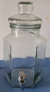 lot 110 image: GLASS BEVERAGE DISPENSER IN STYLE SHOWN.