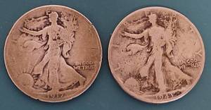 lot 81 image: LOT OF 2 SILVER LIBERTY HALF-DOLLAR COINS 1917, 1943 AS SHOWN. (YOUR BID X 2)