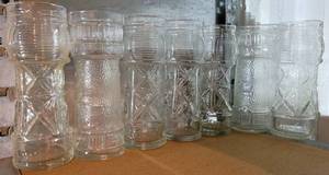 lot 153 image: VINTAGE RED LOBSTER LIGHT HOUSE GLASSES AS SHOWN.