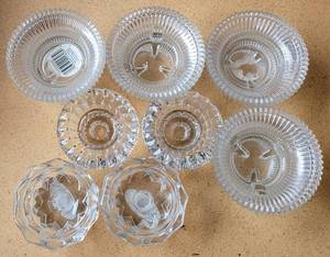 lot 168 image: LOT OF GLASS CANDLE HOLDERS IN VARIOUS STYLESSIZES AS SHOWN.