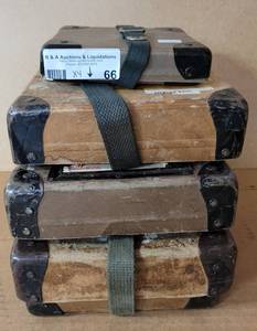 lot 66 image: VINTAGE MOVIE REEL BOXES AS SHOWN.