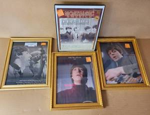 lot 70 image: FOUR FRAMED PICTURES OF THE BEATLES AS SHOWN.