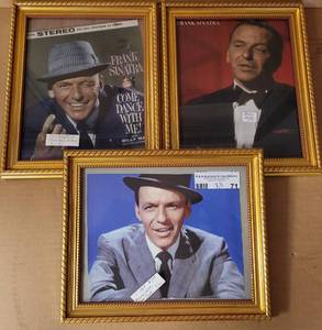 lot 71 image: THREE FRAMED PICTURES OF FRANK SINATRA AS SHOWN.