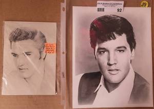 lot 92 image: ELVIS PRESLEY PICTURES INCLUDING A PENCIL SKETCH AS SHOWN.