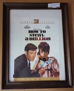 lot 108 image: FRAMED HOW TO STEAL A MILLION MOVIE MEMORABILIA AS SHOWN.
