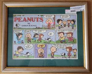 lot 111 image: FRAMED VINTAGE PEANUTS  SNOOPY CARTOON AS SHOWN.