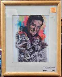 lot 113 image: FRAMED ROBIN WILLIAMS PICTURE AS SHOWN.