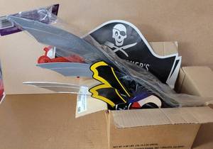 lot 166 image: LOT OF CHILDREN PLASTIC SWORDS AND MORE AS SHOWN.