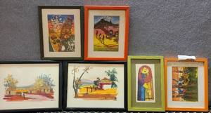 lot 209 image: LOT OF 6 FRAMED PRINTS IN STYLEDESIGNS SHOWN.