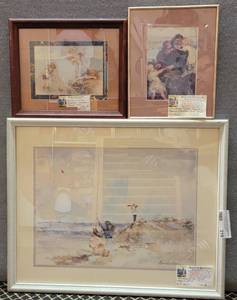 lot 218 image: LOT OF 3 FRAMED PRINTS IN THEMESTYLE AS SHOWN.