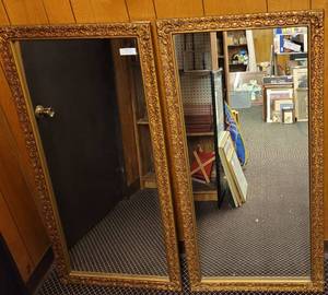 lot 228 image: LOT OF 2 ANTIQUE FRAMED MIRRORS AS SHOWN.