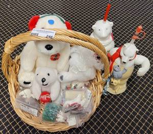 lot 246 image: COCA-COLA POLAR BEARS, ORNAMENTS AND MORE AS SHOWN.