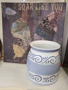 lot 267 image: WALL ART FRAME AND VASEPLANTER AS SHOWN.