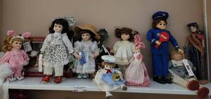 lot 272 image: LOT OF COLLECTIBLE PORCELAIN DOLLS AND MORE AS SHOWN. CHECK IT OUT