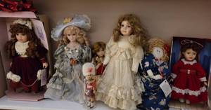 lot 273 image: LOT OF COLLECTIBLE PORCELAIN DOLLS AND MORE AS SHOWN. CHECK IT OUT
