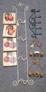 lot 281 image: METAL PLATE HOLDER, HANGERS, WALL DECOR AND MORE AS SHOWN.