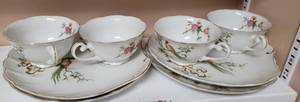 lot 297 image: LEFTON CHINA HAND PAINTED PLATES AND CUPS SETS IN STYLEDESIGN SHOWN.