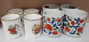 lot 298 image: LOT OF CUPS INCLUDING ROYAL HERITAGE BONE CHINA (ENGLAND) AS SHOWN.