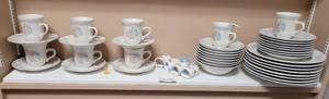 lot 300 image: LOT OF 40 PIECES OF FLORAL DESIGN STONEWARE AS SHOWN. SERVICE FOR EIGHT.