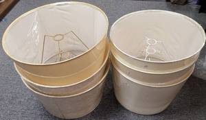 lot 304 image: LOT OF LARGE SIZE LAMP SHADES IN STYLESCOLORS SHOWN.