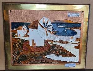 lot 355 image: VINTAGE ENAMELWARE ON COPPER, BRASS, WOOD ART IN STYLECOLORCONDITION SHOWN.