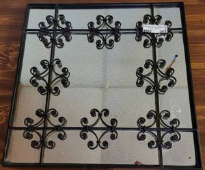 lot 363 image: HEAVY WROUGHT IRON STYLE FRAMED MIRROR AS SHOWN.