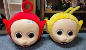 lot 372 image: 2 TELETUBBIES COSTUME HEADS AS SHOWN.