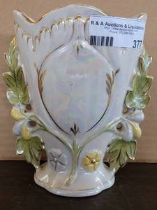 lot 377 image: VINTAGE OPALESCENT VASE WITH GILDED DESIGN IN STYLECOLORCONDITION SHOWN.