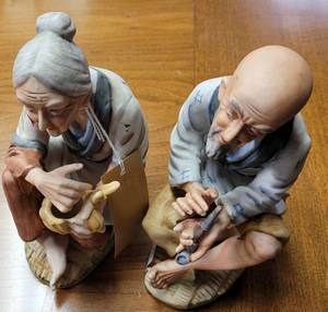 lot 397 image: VINTAGE ASIAN COUPLE CERAMIC FIGURES AS SHOWN.
