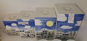 lot 490 image: VINTAGE CERAMIC CANISTER SET IN STYLECOLORDESIGN SHOWN.