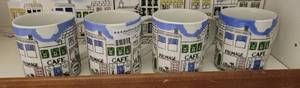 lot 491 image: 4 COFFEE MUGS IN STYLECOLORDESIGN SHOWN. THESE MATCH LOT #490.