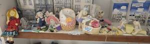 lot 492 image: ASSORTED BUNNIES INCLUDING TAKAHASHI CERAMIC BUNNY PLANTER, HALLMARK FIGURE, BUNNY SOAP AND MORE AS SHOWN.