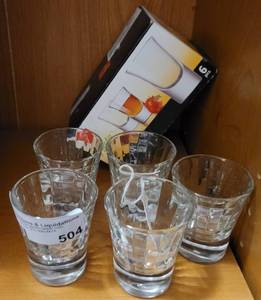 lot 504 image: LOT OF ASSORTED SHOT GLASSES AS SHOWN.