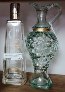 lot 515 image: DECORATIVE WINE BOTTLEDECANTER BY PINORD AND JACQUES CARDIN COGNAC BOTTLE AS SHOWN.