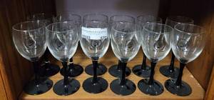 lot 527 image: LOT OF 12 ROSEMONT VOTERS LEAGUE WINE GOBLETS AS SHOWN.