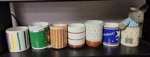lot 532 image: LOT OF 7 ASSORTED STYLE COFFEE CUPS AS SHOWN.
