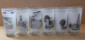 lot 556 image: SET OF 6 FROSTED STYLE TUMBLERS COMMEMORATING THE 150TH ANNIVERSARY OF TEXAS.