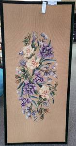 lot 588 image: NEEDLEWORK TAPESTRY WITH FLORAL DESIGN AS SHOWN. MEASURES APPROX. 18 X 60.