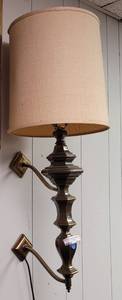 lot 594 image: VINTAGE BRONZE STYLE WALL LAMP WITH SHADE AS SHOWN.