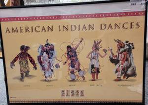 lot 603 image: USPS STAMP COMMEMORATING THE AMERICAN INDIAN DANCES AS SHOWN. 20.5 X 28.5.