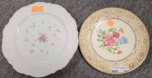 lot 635 image: VINTAGE IMPERIAL SALEM 23K GOLD TRIMMED PLATE AND VINTAGE BRISTOL CHINA PLATTER IN ROSEWOOD PATTERN (JAPAN).