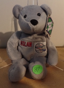 lot 37 image: Salvinos Nolan Bammers Nolan Ryan 34 Gray Beanie Plush Toy Bear Mlb
